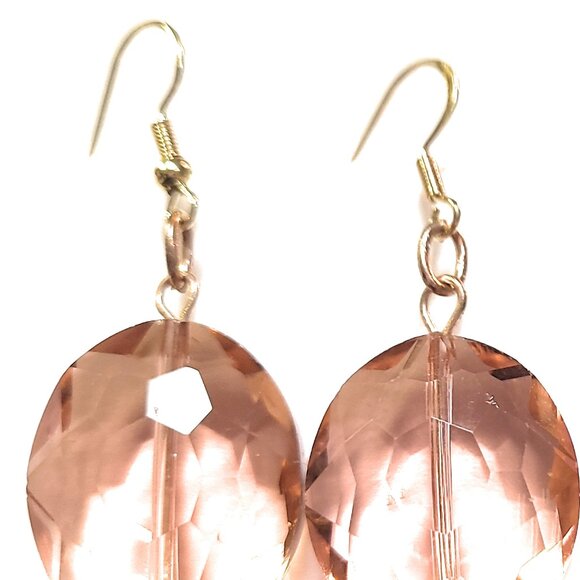 Peach Translucent Faceted Earrings - Picture 3 of 4
